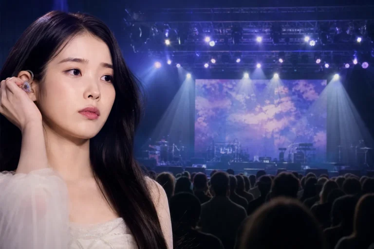Empty concert stage representing IU album delay and concert cancellation news