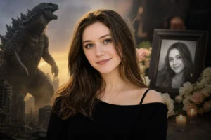 Editorial tribute image for Korean-American actress Kaylee Hottle after her death at 18