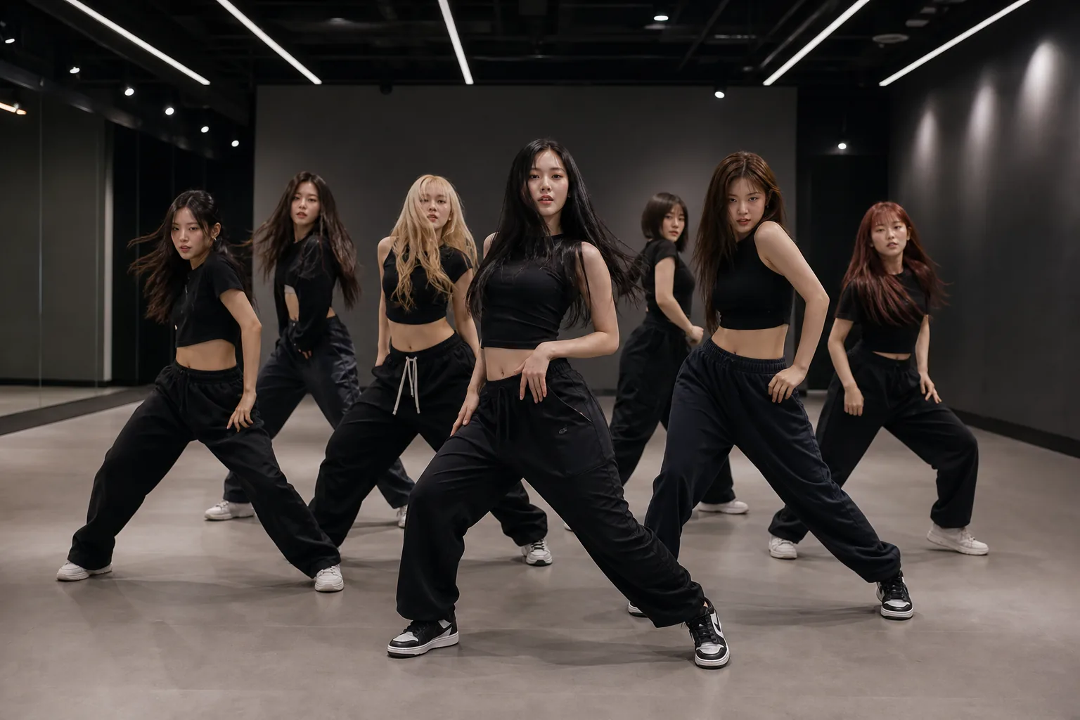 K-pop industry audience watching a rookie girl group debut showcase