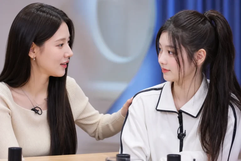 K-pop mentor moment inspired by Miyeon and ILLIT Wonhee on a reality show