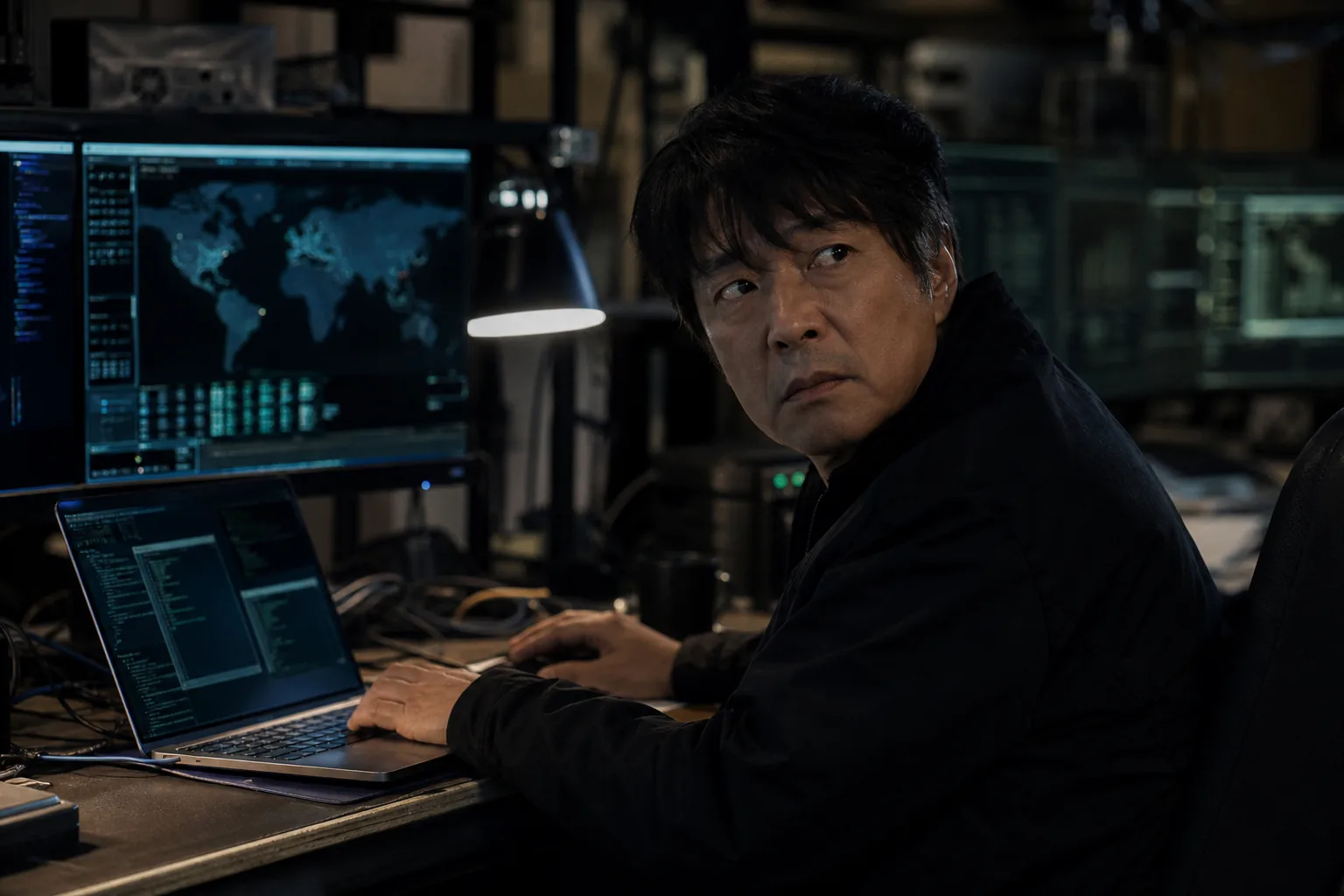 Korean crime drama investigators and hacker working around digital evidence