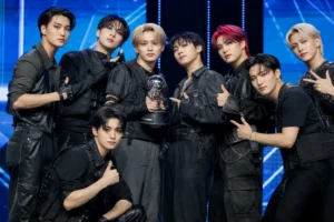 ATEEZ BAD music show win editorial stage image