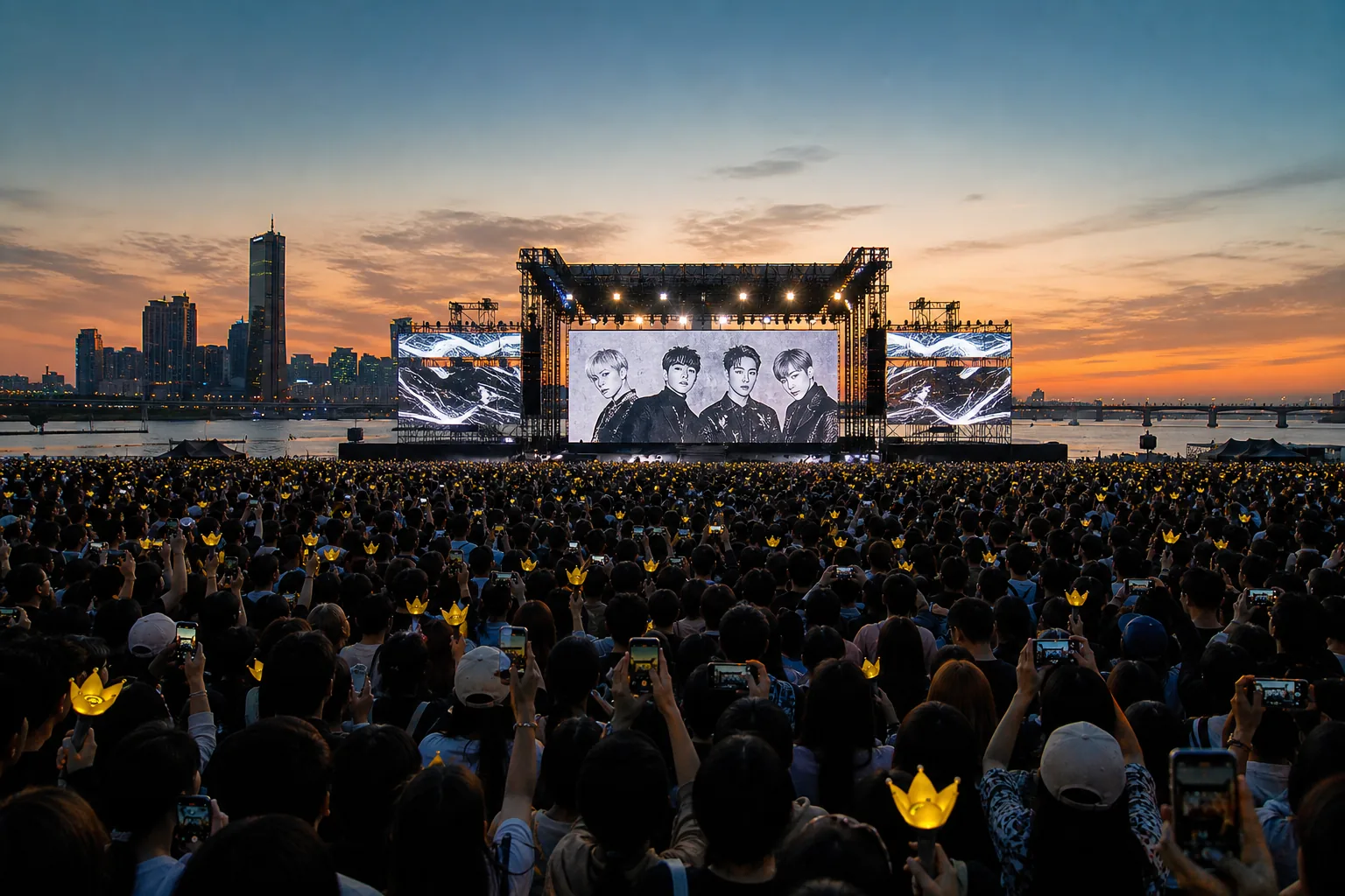Fans gathering for Big Bang anniversary event at Seoul Han River