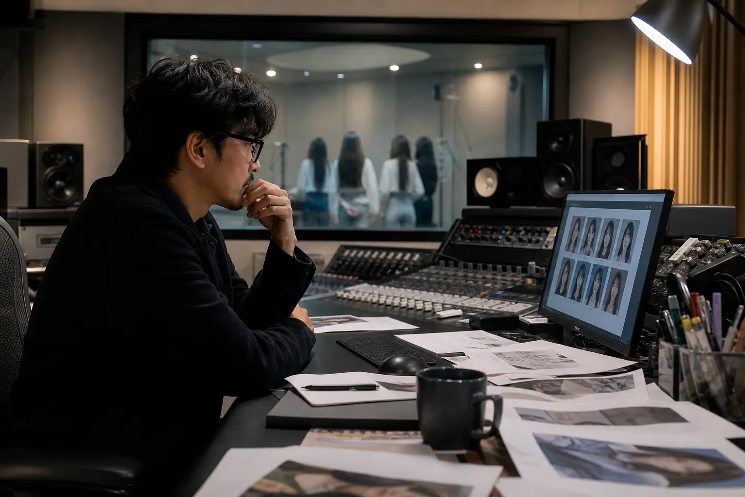 Editorial image of a K-pop creative studio amid debate over NewJeans and HYBE