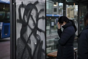 Seoul street bus stop scene related to BoA harassment indictment