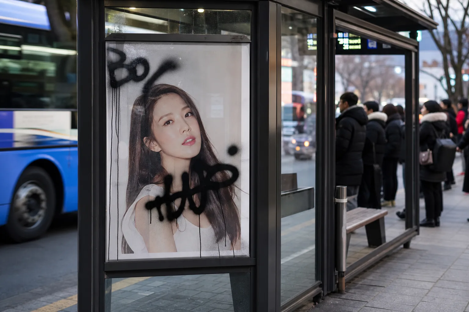 K-pop artist security and public harassment response concept