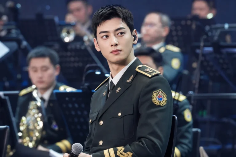 Editorial image representing Cha Eunwoo military band concert appearance