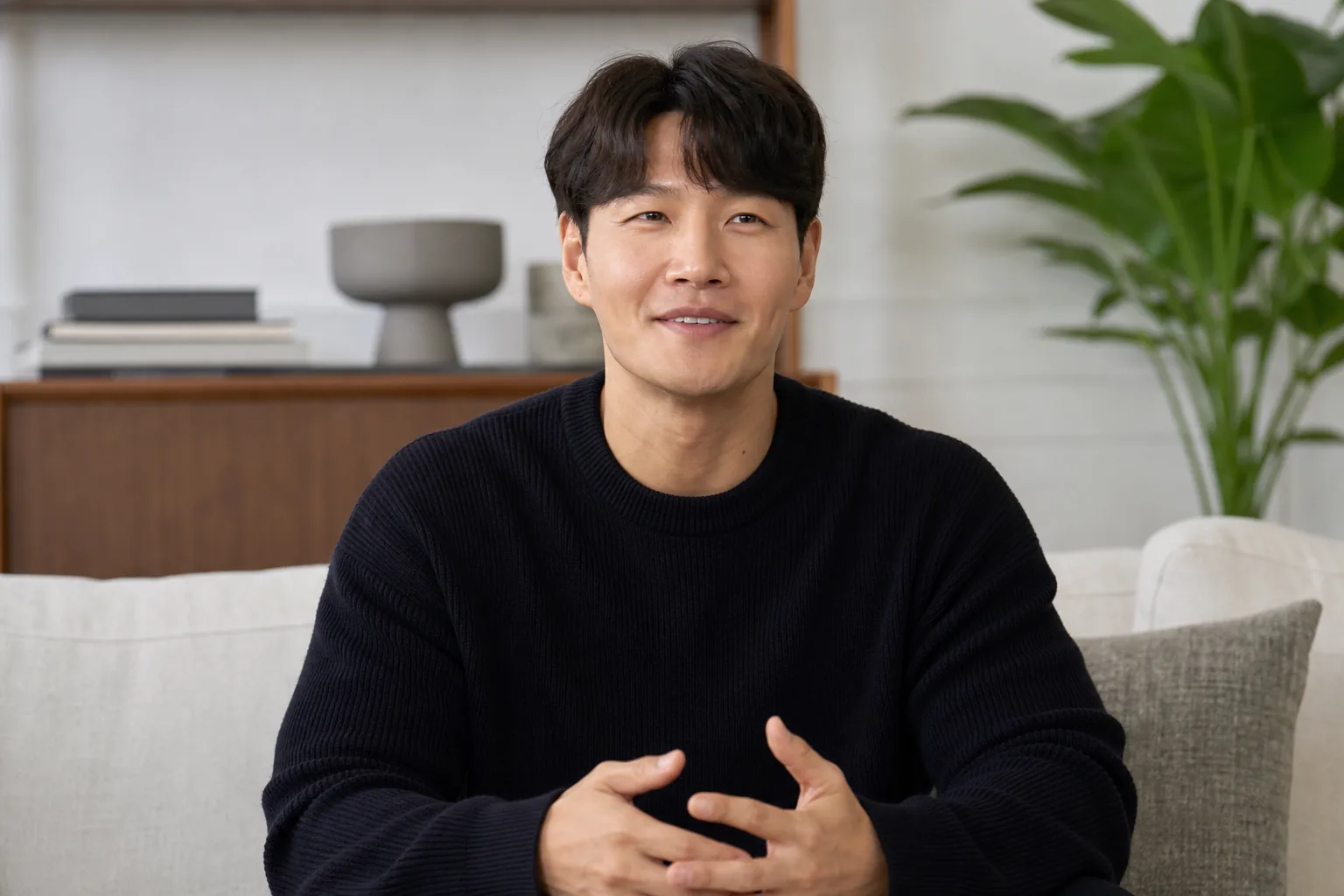 Korean variety show studio conversation about marriage and family