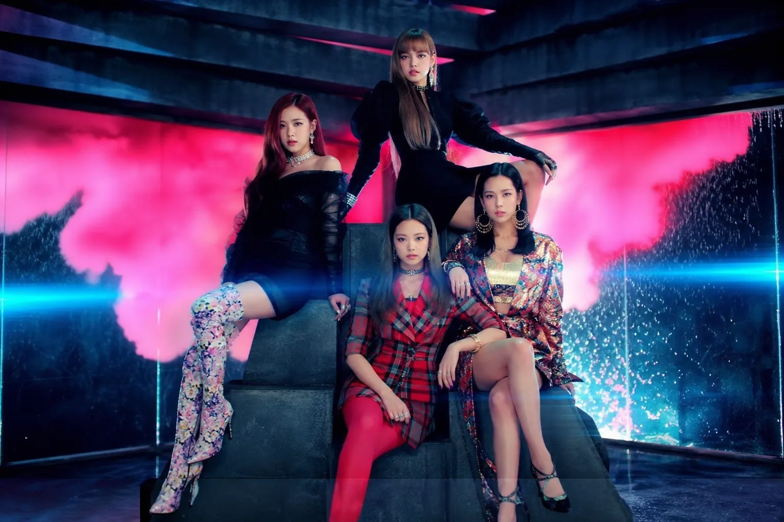 K-pop music video streaming milestone with BLACKPINK inspired stage visuals