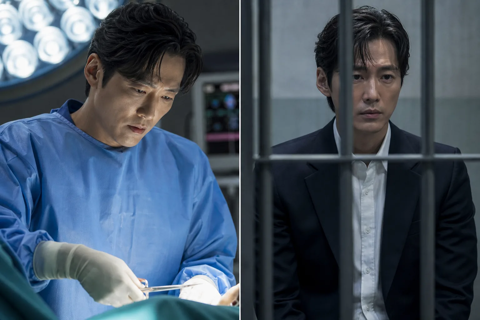 Hospital corridor and police tension in a Korean thriller drama