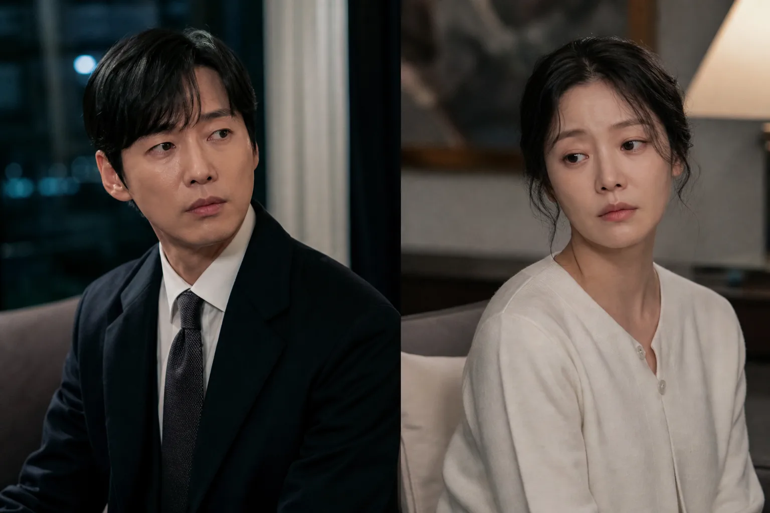 Korean drama couple separated by emotional tension after a crisis