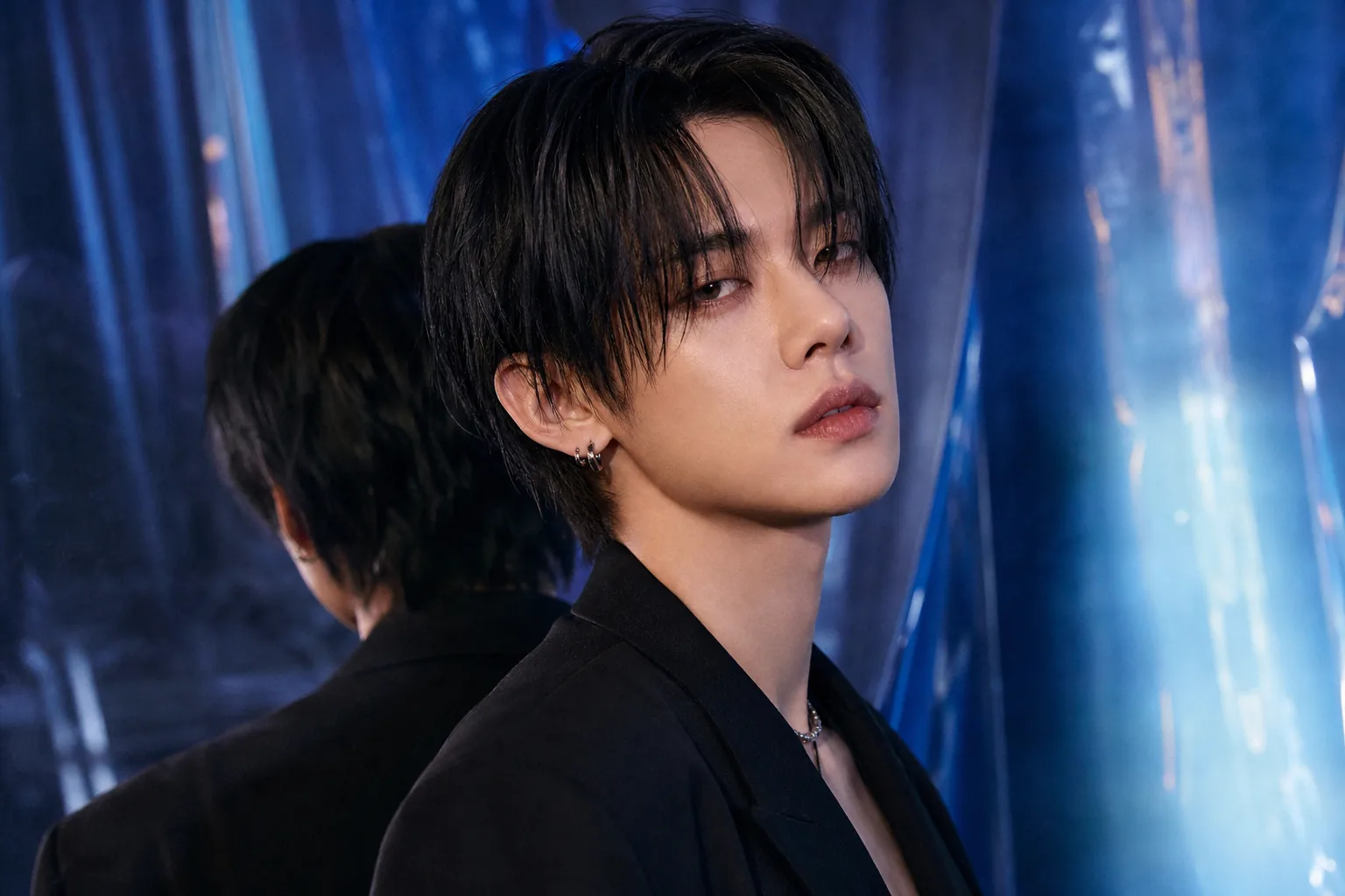 K-pop solo album launch represented by a modern studio scene