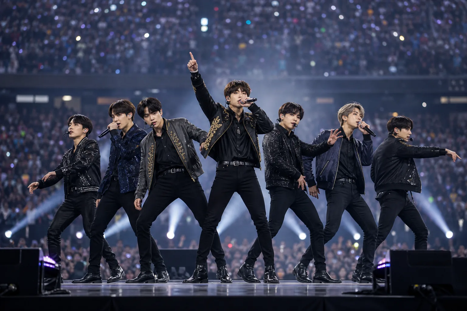 K-pop concert stage symbolizing BTS ARIRANG World Cup performance boost