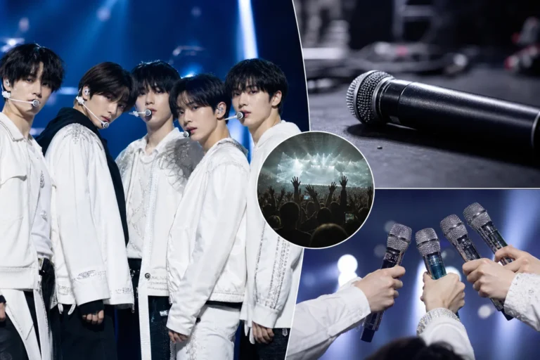 Concert microphones on a modern K-pop award show stage