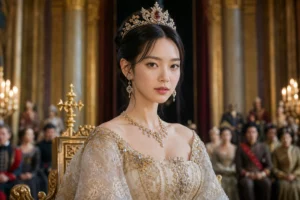 Shin Min Ah inspired fantasy royal courtroom poster for The Remarried Empress