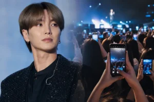 K-pop concert audience with stage lights representing debate over Leeteuk dating rumors