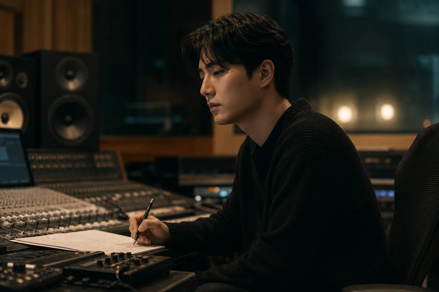 Solo artist reflecting after live performance