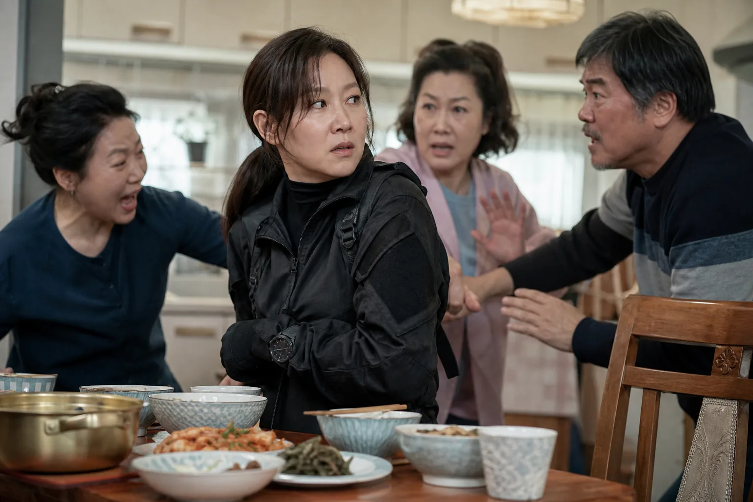 Korean drama family comedy and action tension concept