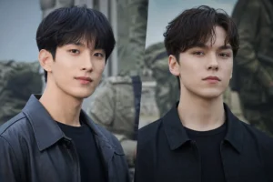 SEVENTEEN DK and Vernon military enlistment news editorial image