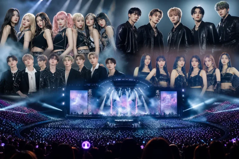K-pop festival crowd and concert stage representing the 2027 Fanomenon event