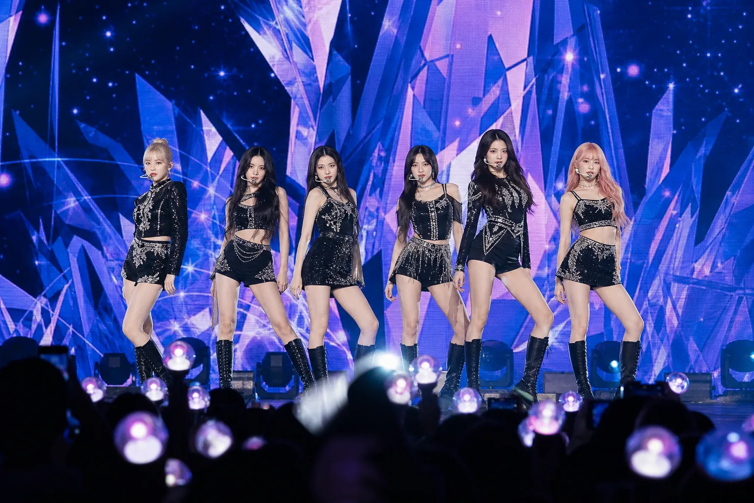 IVE concert setlist performance with modern stage lighting
