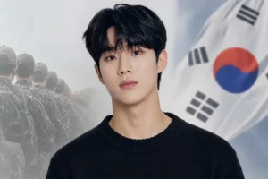 K-pop idol military enlistment news concept with stage lights