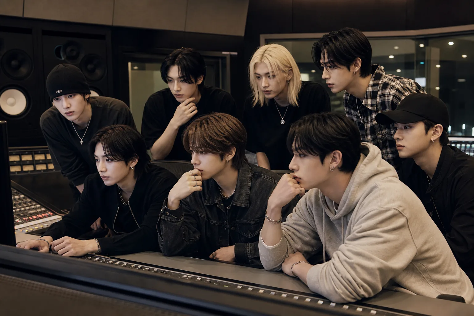 Stray Kids fan anniversary release represented by studio equipment and concert lights