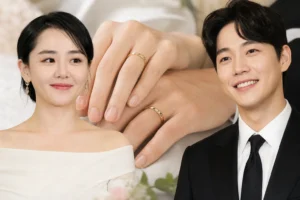 Wedding rings symbolizing Moon Geun Young and Jung Pyung's private marriage announcement
