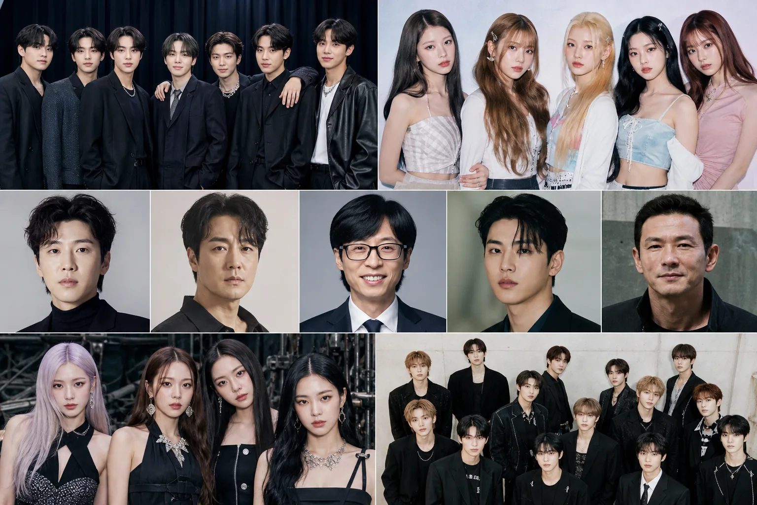 Korean entertainment stars across music television and film rankings