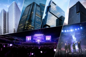 K-pop concert stage symbolizing entertainment company revenue rankings