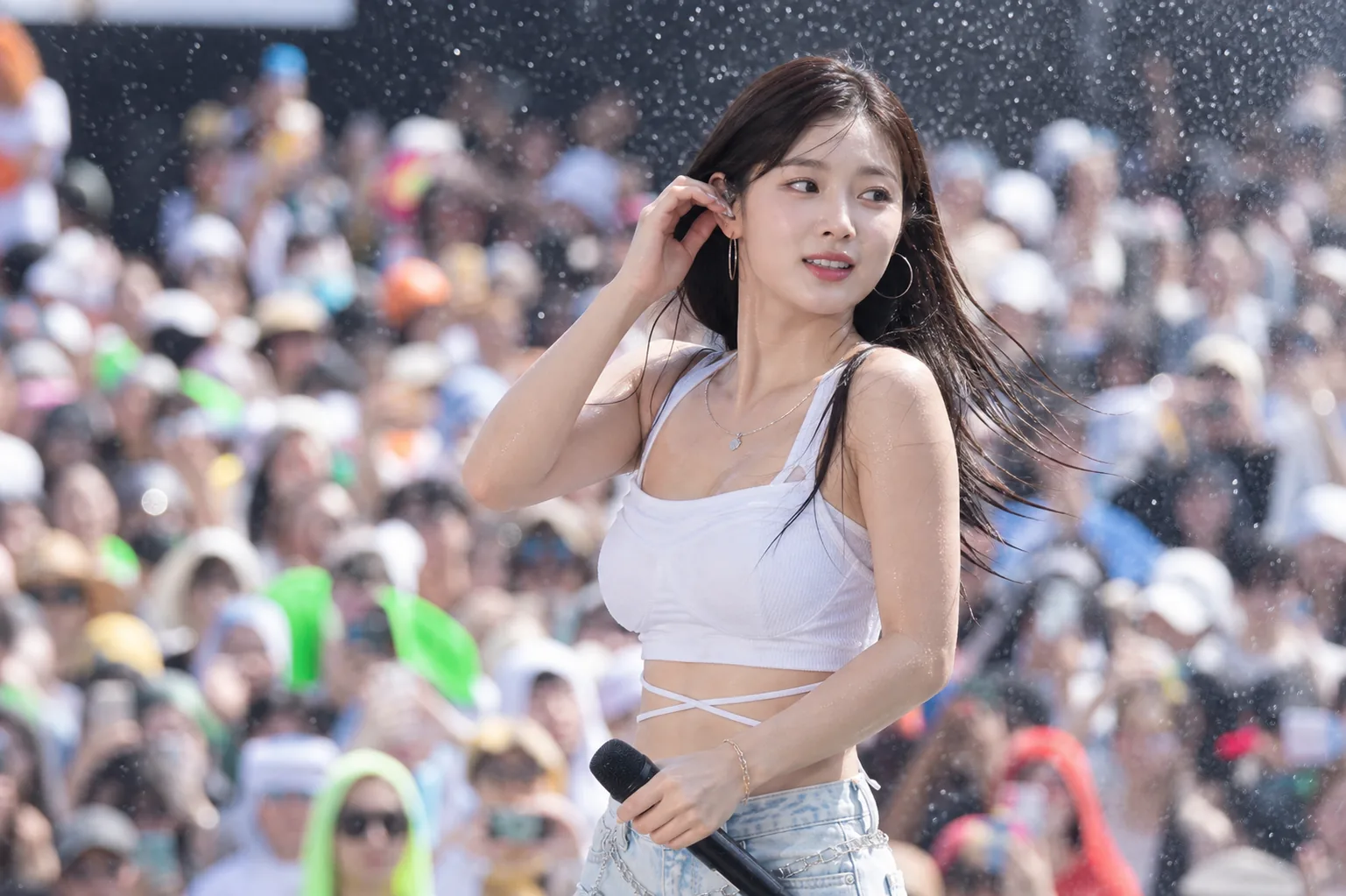 AI editorial image of a summer music festival stage representing Nam Yoo Jung's WATERBOMB 2026 appearance