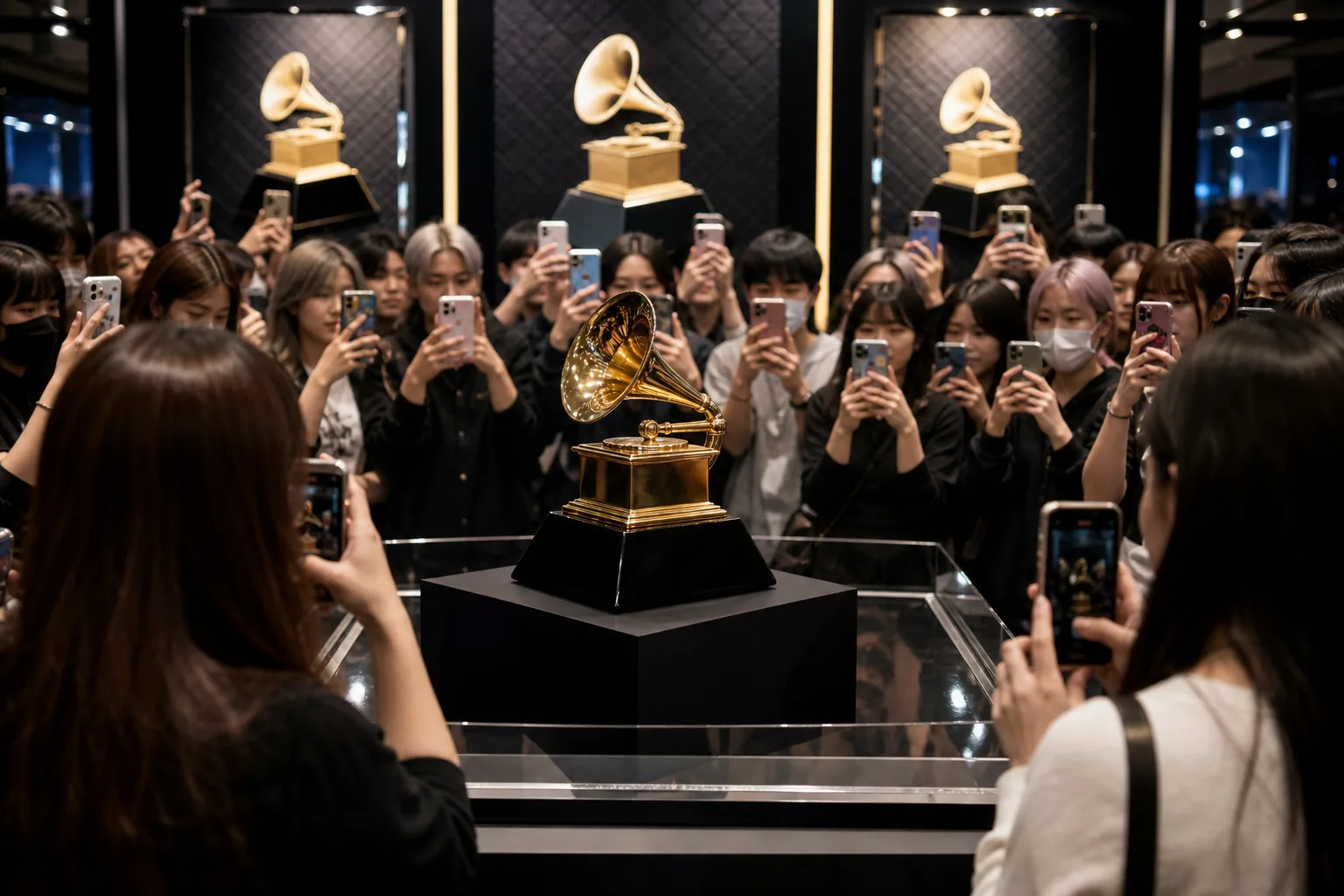 Music awards stage symbolizing debate over Asian pop recognition