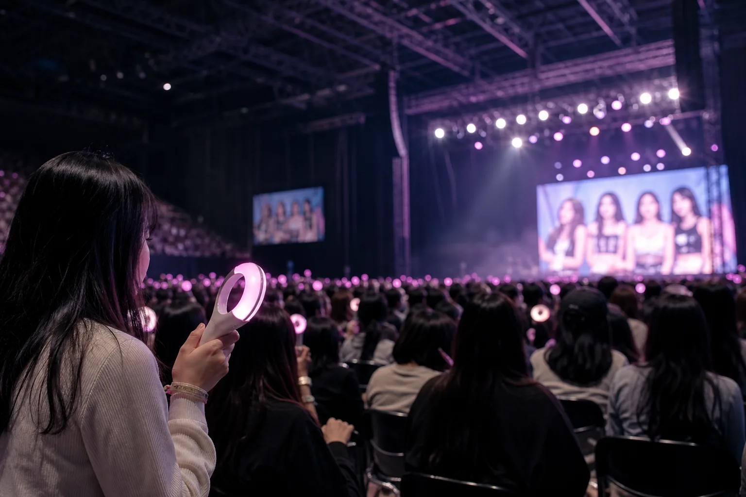 K-pop stage lights symbolizing artist health and recovery