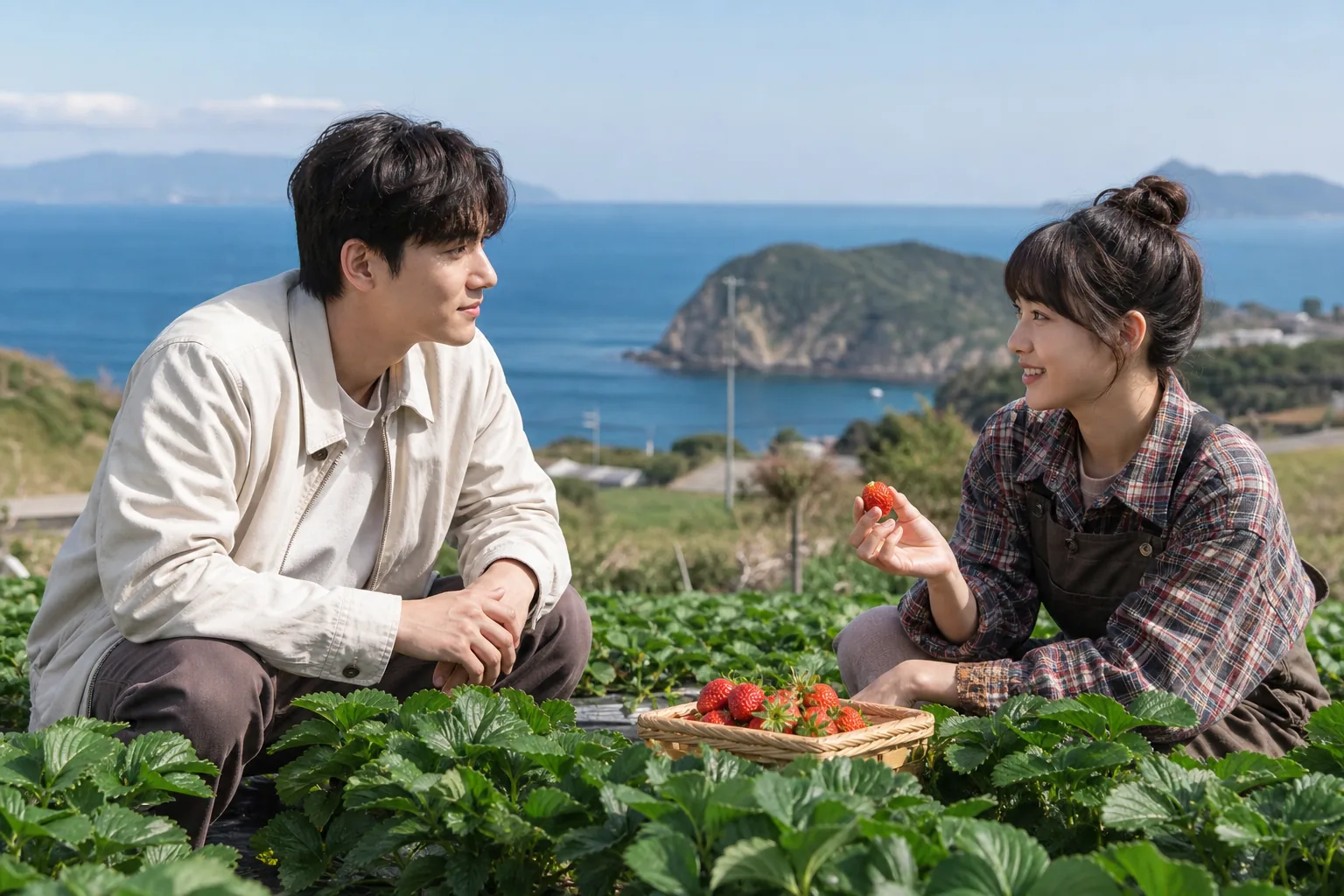 Korean Japanese drama Merry Berry Love island romance and strawberry farm setting