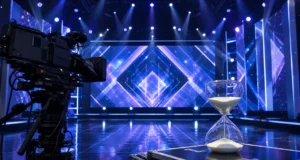 K-pop music show stage representing SBS Inkigayo broadcast pause