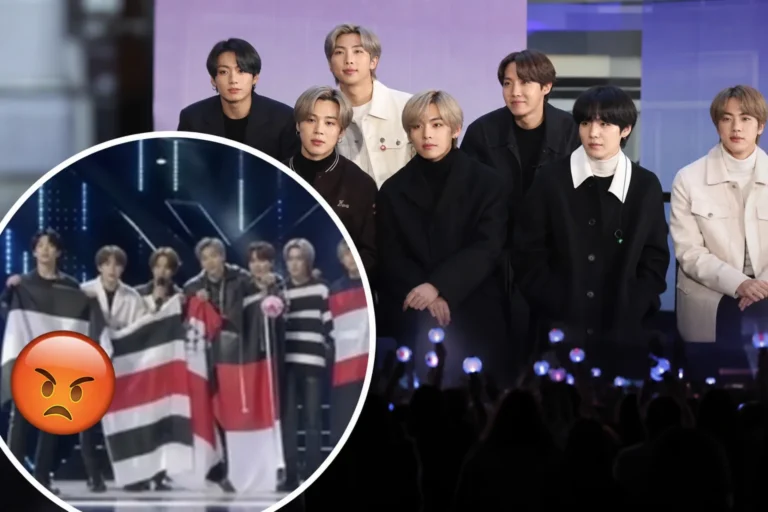 Editorial image representing a K-pop broadcast controversy involving BTS and online fan debate