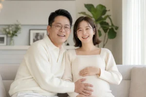 Kim Ji Min and Kim Jun Ho pregnancy announcement editorial image