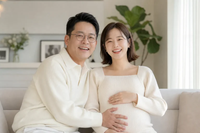 Kim Ji Min and Kim Jun Ho pregnancy announcement editorial image