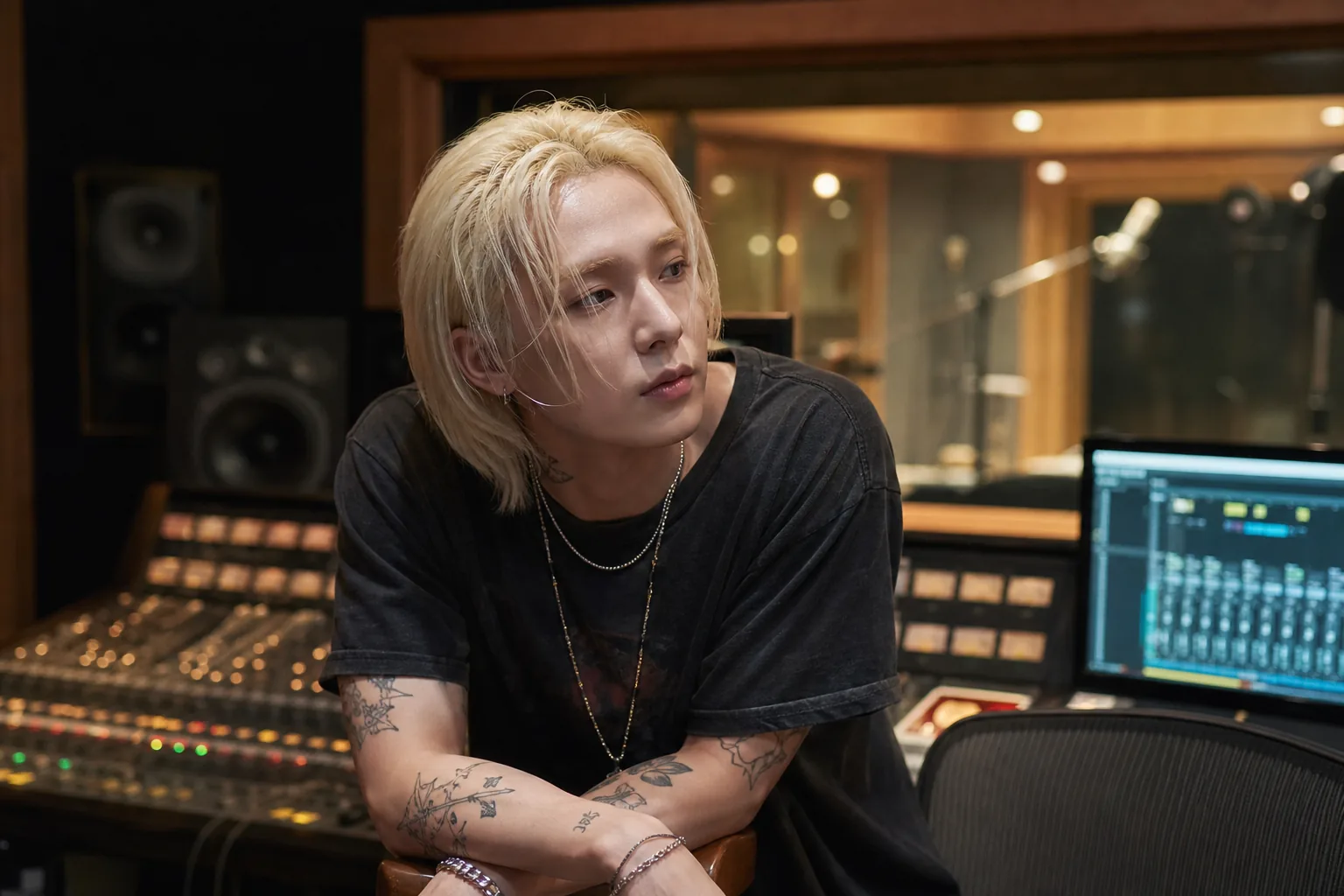 K-pop solo artist comeback after military hiatus concept image