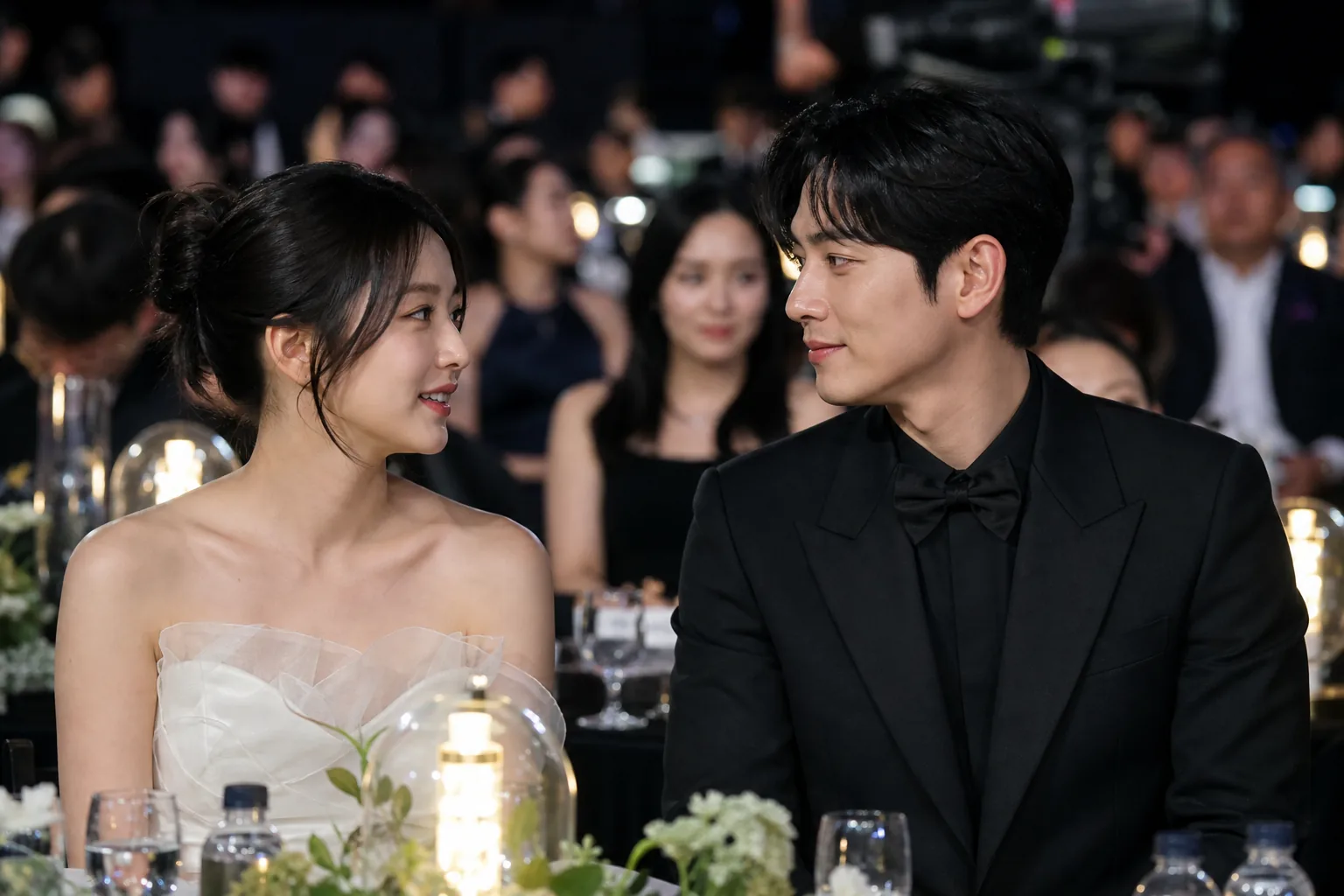 Korean drama actors attending a formal streaming awards ceremony