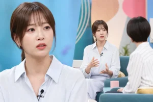 Warm modern Korean television studio prepared for an entertainment interview