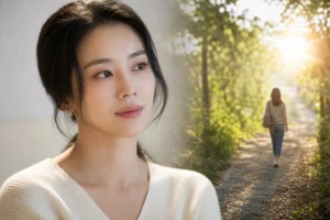 Editorial image representing a Korean actress beginning a new chapter in life