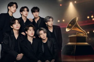 Editorial image representing BTS and the Grammy Awards decision