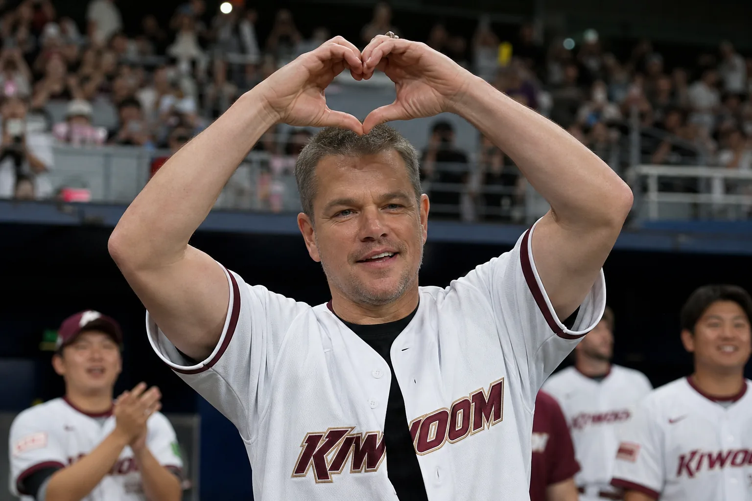 Fans gathered in a Korean baseball stadium before a game