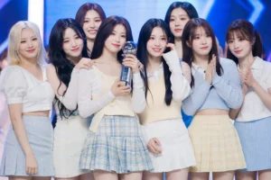 Editorial image representing fromis_9 celebrating a K-pop music show win
