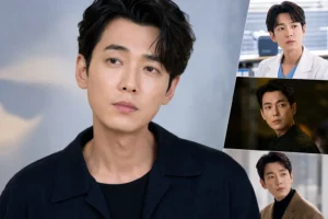 Korean actors at a modern editorial awards-style event