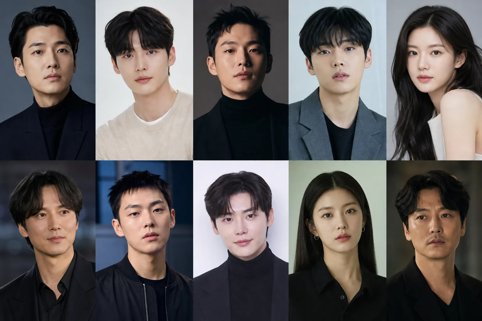 Korean drama ensemble in a contemporary promotional setting
