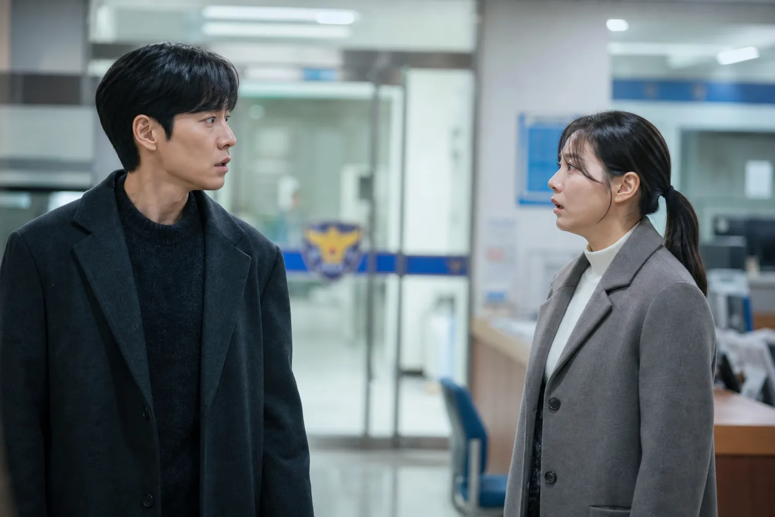 K-drama inspired police station reunion with former lovers facing each other