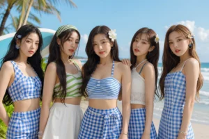 Summer-inspired editorial image representing Red Velvet’s new single Surfin’ Boy