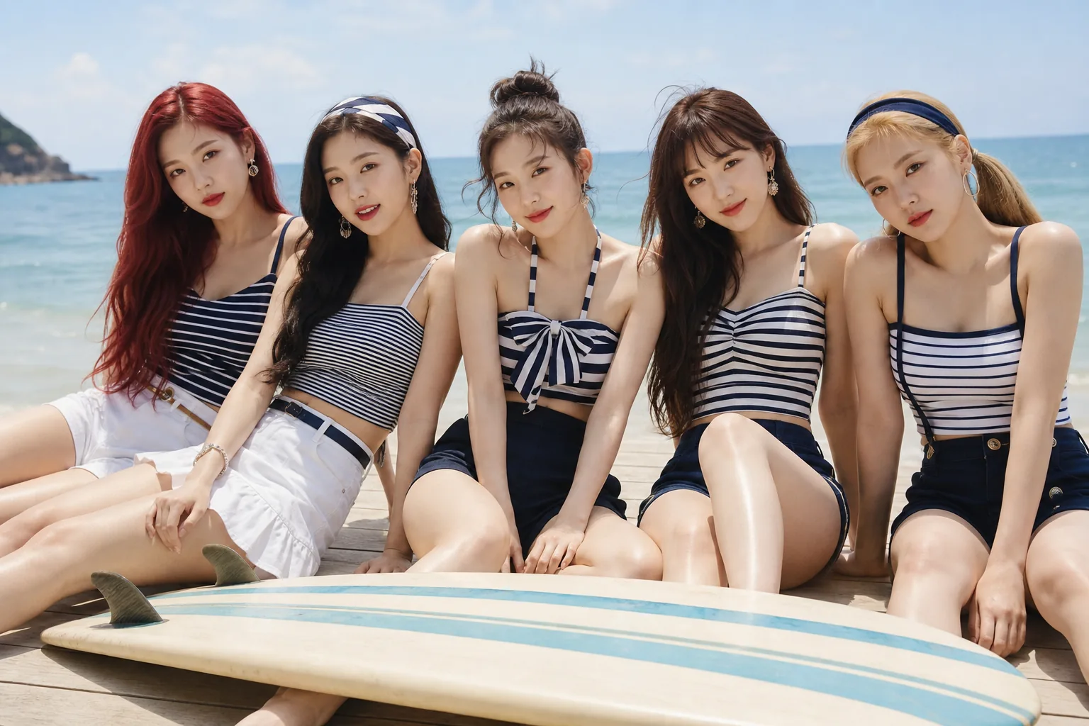 Retro coastal scene illustrating a bossa nova-influenced K-pop summer release